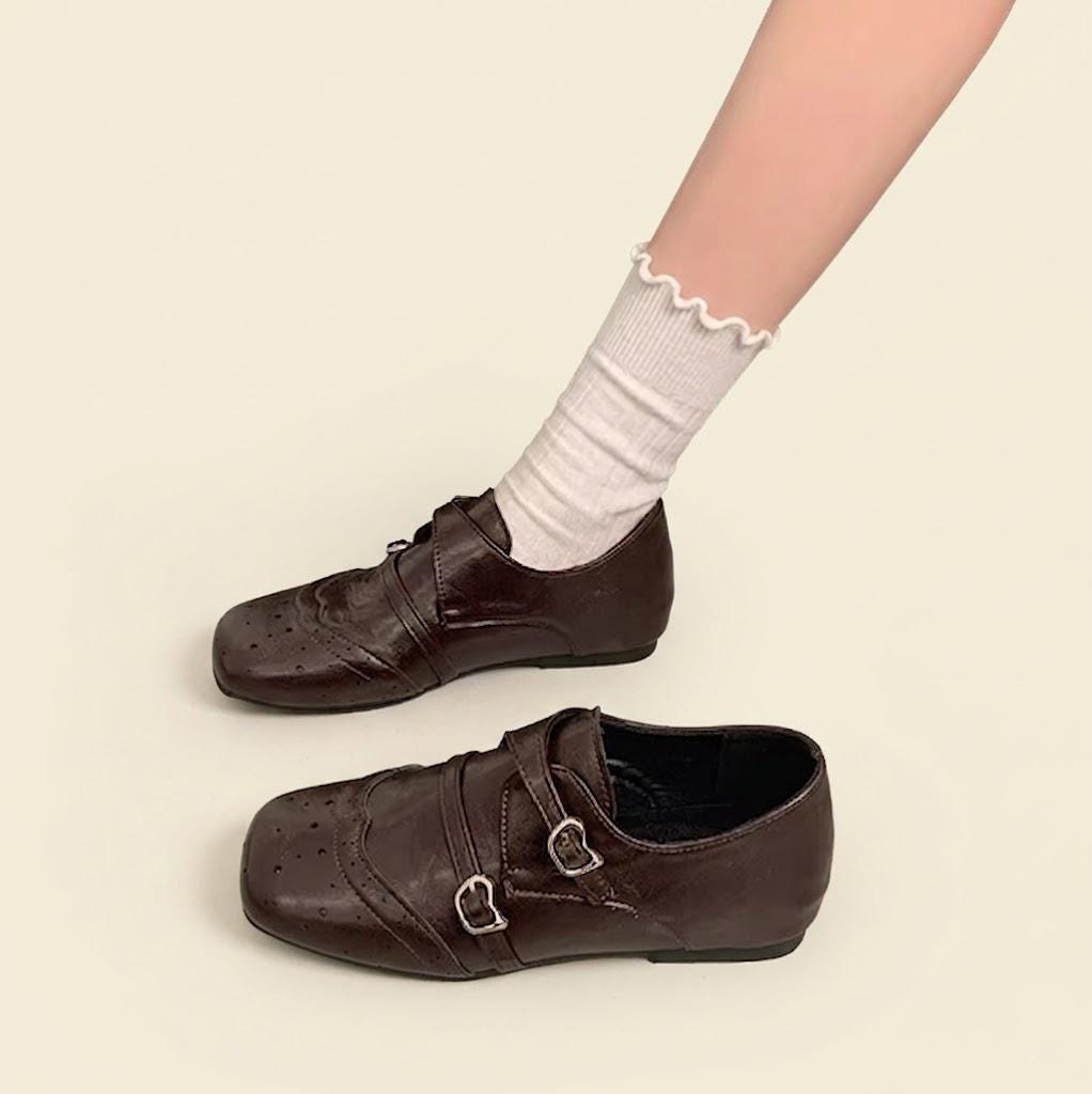 Céline Celine Phoebe Philo Block Heel Brogues in Black Croc-Effect
