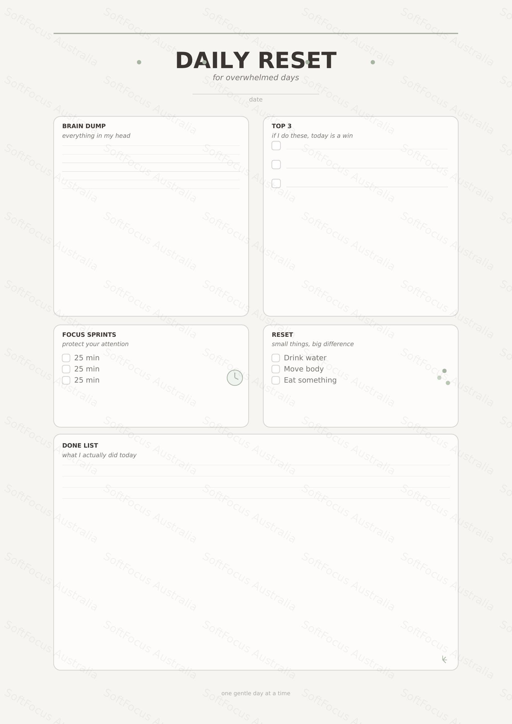 ADHD Daily Reset Planner | Minimalist Focus & Productivity Printable ...