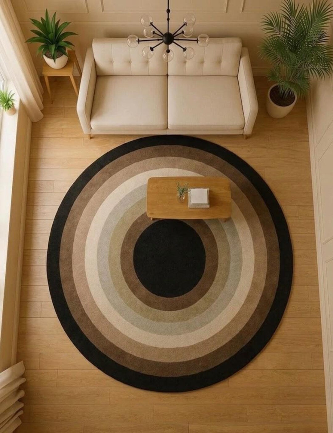 Concentric Circle Round Tufted Area Rug - Etsy