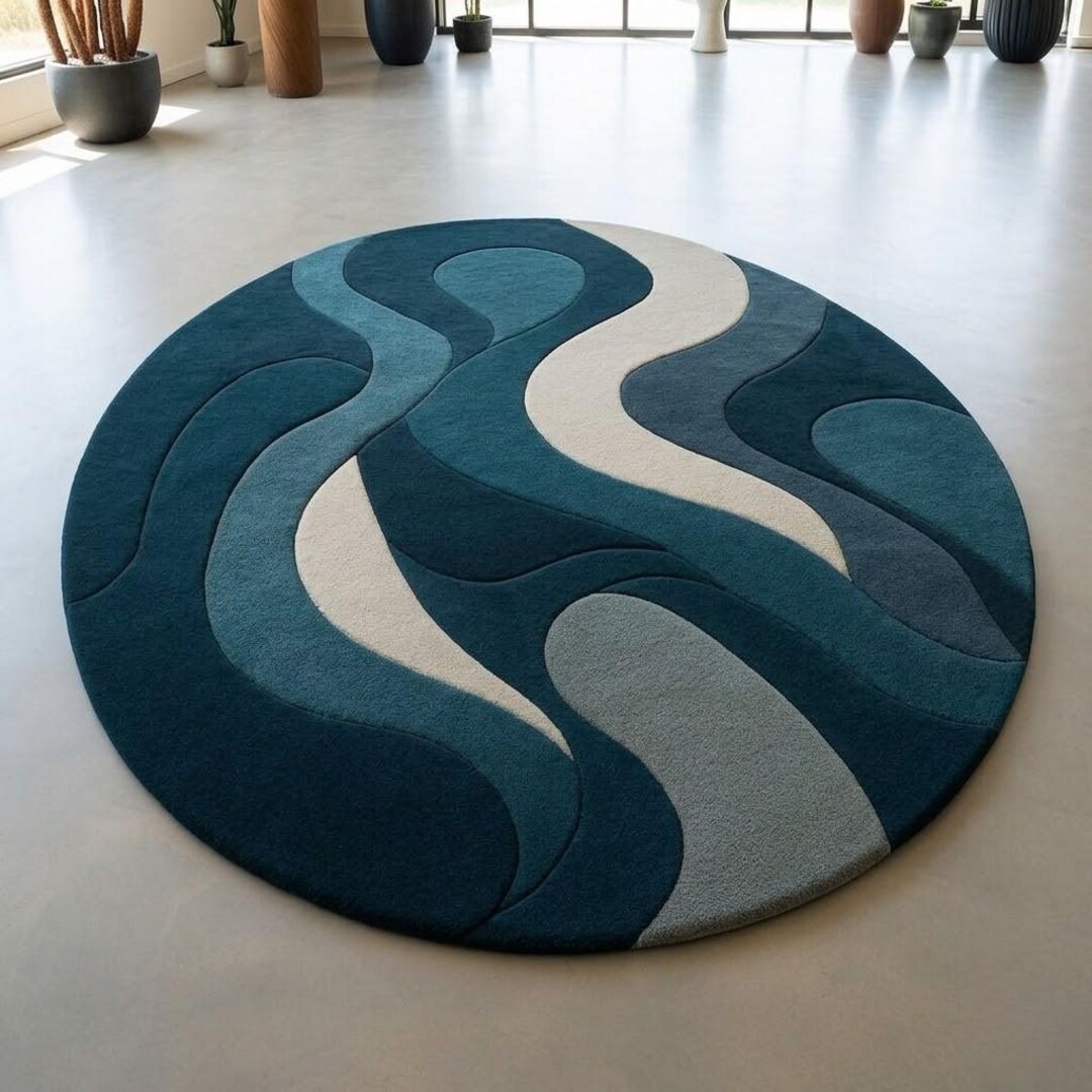 Current Rug Designs Ocean Current Abstract Round Tufted Area Rug - Etsy