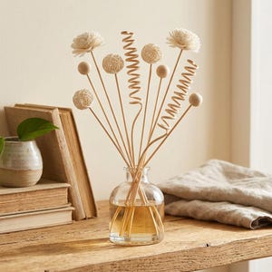 Natural Rattan Reed Diffuser Sticks – Flower, Ball, Spiral Designs – Home Fragrance Replacement
