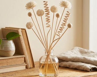 Natural Rattan Reed Diffuser Sticks – Flower, Ball, Spiral Designs – Home Fragrance Replacement