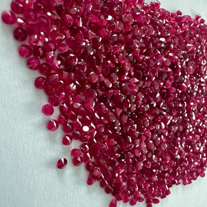 Natural Pigeon Blood Ruby Diamond Cut 1mm to 3mm Loose Gemstones, Calibrated Round Rubies for Pave Ring
