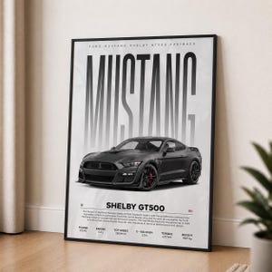 Ford Mustang Shelby GT500 Poster Väggkonst Fastback Biltryck Modern Garage Kontorsdekor