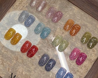 Unghie finte glitterate / Unghie scintillanti / Unghie a tinta unita / Unghie finte semplici / Unghie per tutti i giorni / Unghie finte colorate / Unghie riutilizzabili