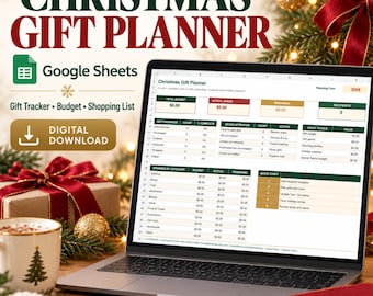 Christmas Gift Planner Google Sheets: Holiday Budget, Shopping List & Family Gift Tracker