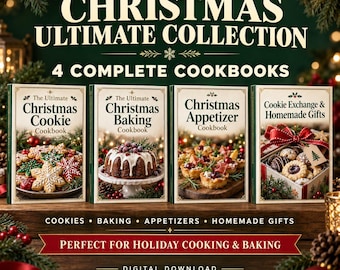 Christmas Cookbook Bundle: 4 Holiday Recipe Books, Cookies, Baking, Appetizers & Homemade Gifts