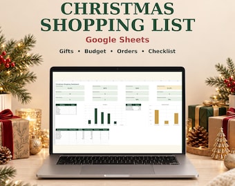 Christmas Shopping List Google Sheets | Gift Tracker, Holiday Budget & Presents Organizer