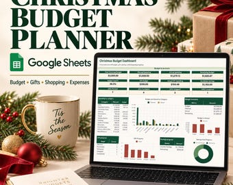 Christmas Budget Planner Google Sheets: Gift, Shopping, Expense & Savings Tracker