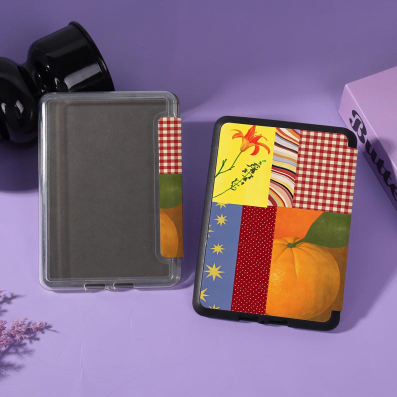 Patchwork Orange Personalisierte E-Reader Hülle mit Strap&Clara Rückseite Passend für Kindle 8/10/11/12 th, Colorsoft, Paperwhite 10/11/12th, Kobo Libra/Clara Bild 6