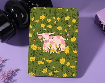 Pastoral Cow Personalized E-Reader Case with Strap&Clear Back Fits Kindle8/10/11/12th Colorsoft,Paperwhite 10/11/12th,Kobo Libra/Clara