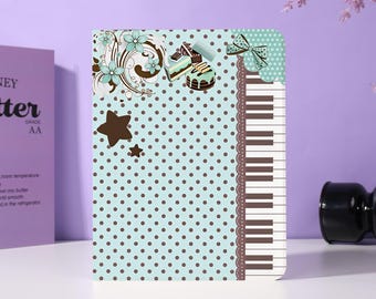 Piano Polka Dot Personalisierte Tablet Hülle mit Pen Slot für alle iPad Modelle,iPad 2026 Air 7/8 M4,iPad Pro 2024 2025,iPad A16,iPad Mini 6 / 7