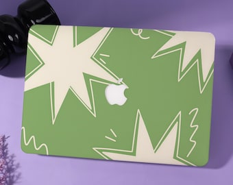 Sage Green Star Hard Matte Laptop Case,2026 MacBook Neo A18,MacBook Air 13/15 M4 M5,MacBook Pro 13/14/15/16,Ret 13/15,Personalized Cover
