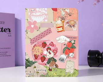 Strawberry Healing Personalisierte Tablet Hülle mit Pen Slot für alle iPad Modelle,iPad 2026 Air 7/8 M4,iPad Pro 2024 2025,iPad A16,iPad Mini6 / 7