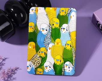 Colorful Budgie Personalized E-Reader Case with Strap&Clear Back Fits Kindle 8/10/11/12th Colorsoft,Paperwhite 10/11/12th,Kobo Libra/Clara