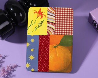 Patchwork Orange Personalized E-Reader Case with Strap&Clear Back Fits Kindle8/10/11/12th Colorsoft,Paperwhite 10/11/12th,Kobo Libra/Clara