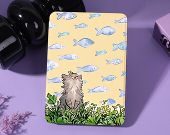 Cat Fish Fantasy Personalized E-Reader Case with Strap&Clear Back Fits Kindle8/10/11/12th Colorsoft,Paperwhite 10/11/12th,Kobo Libra/Clara