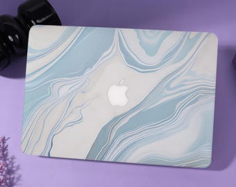 Light Blue Marble Hard Matte Laptop Case,2026 MacBook Neo A18,MacBook Air 13/15 M4 M5,MacBook Pro 13/14/15/16,Ret 13/15,Personalized Cover