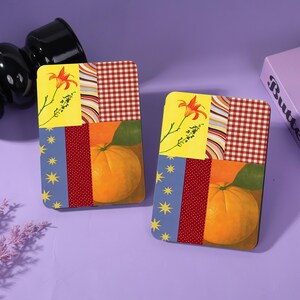 Patchwork Orange Personalisierte E-Reader Hülle mit Strap&Clara Rückseite Passend für Kindle 8/10/11/12 th, Colorsoft, Paperwhite 10/11/12th, Kobo Libra/Clara Bild 2