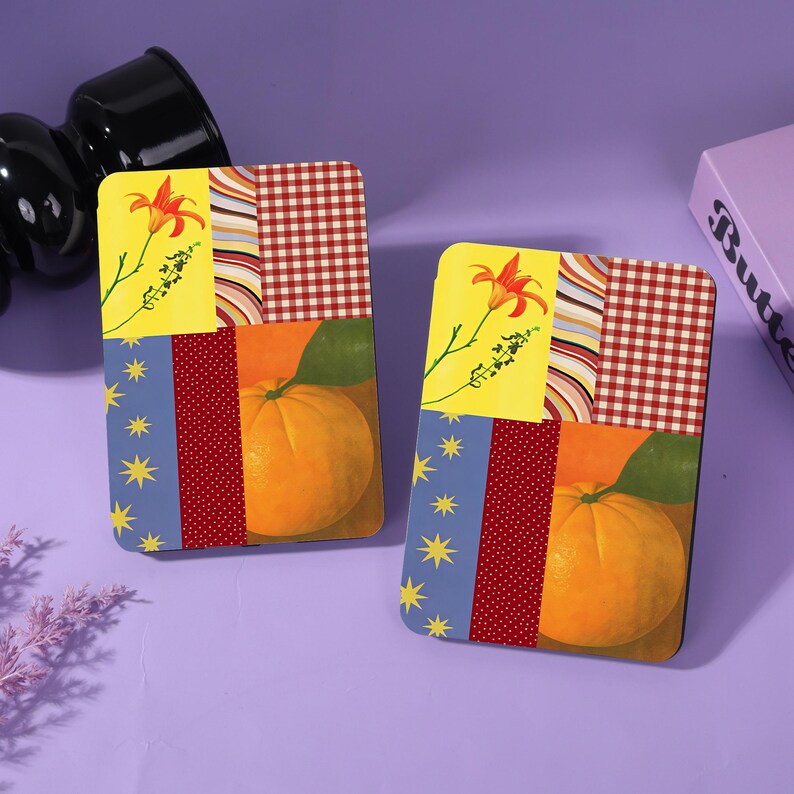 Patchwork Orange Personalisierte E-Reader Hülle mit Strap&Clara Rückseite Passend für Kindle 8/10/11/12 th, Colorsoft, Paperwhite 10/11/12th, Kobo Libra/Clara Bild 2