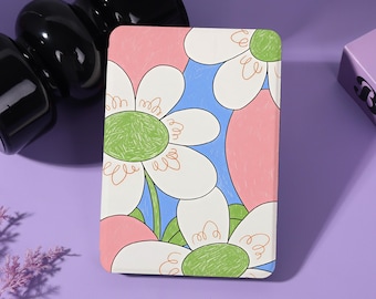 Pop Art Daisy Personalized E-Reader Case with Strap&Clear Back Fits Kindle8/10/11/12th Colorsoft,Paperwhite 10/11/12th,Kobo Libra/Clara