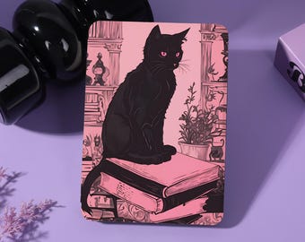 Kat gepersonaliseerde e-readerhoes met riem en duidelijke achterkant Past op Kindle 8/10/11/12th Colorsoft, Paperwhite 10/11/12th, Kobo Libra/Clara