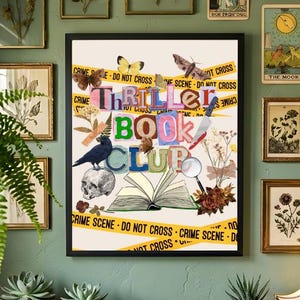 Thriller Book Club Ransom Note Digital Art / Dark True Crime Scrapbook Collage / Massimalist Spoky Book Instant Download