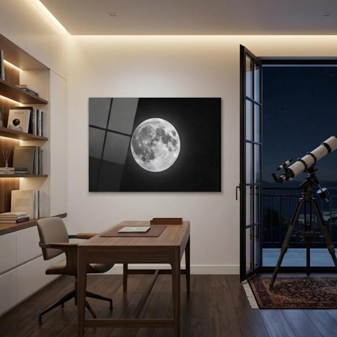Full Moon Photography Print – Lunar Wall Art, Celestial Night Sky Decor ...