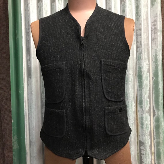 Vintage Woolrich Black Wool Vest Sz M - OOAK