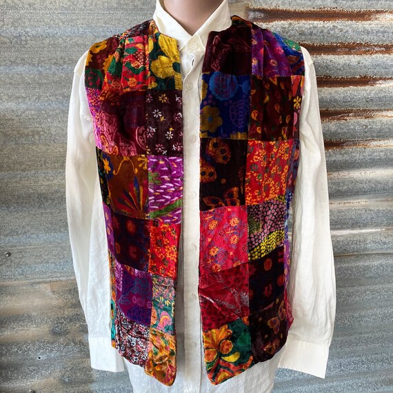 Vintage Vest - Handmade Velvet Patchwork in Sz S