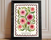 Dahlia Pinnata Botanical Art Print | Vintage Floral Illustration Wall Decor | Pink Dahlia Poster