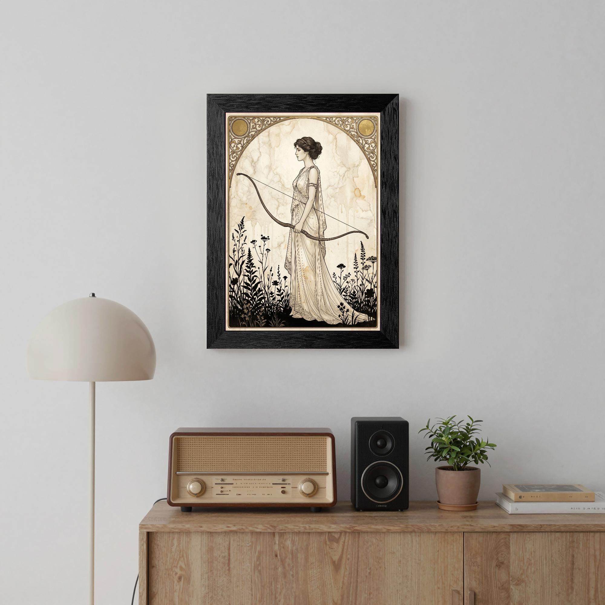Art Nouveau Artemis Goddess Print | Vintage Greek Mythology Wall Decor ...