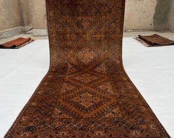 3x6 ft Terracotta Afghan Rug, Handmade Antique Rug, Turkmen Kilisayi Design Carpet