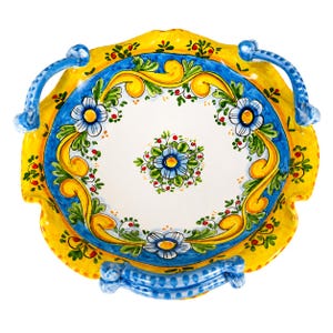 Large Ceramic Centerpiece Bowl Italian Pottery | Hand Painted Fruit Bowl Made in Italy | Luxury Baroque Vietri Style 15"