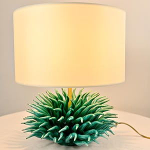 Sea Anemone Ceramic Table Lamp, Handmade Coastal Decor Amalfi Coast, Sea Urchin Design, Red Green Blue Italian Luxury Lighting Made in Italy