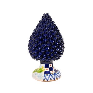 Gran piña de pino de la suerte de 44 cm, escultura de cerámica de la Costa Amalfitana, amuleto de prosperidad pintado a mano, decoración de lujo, hecho a mano en Italia.