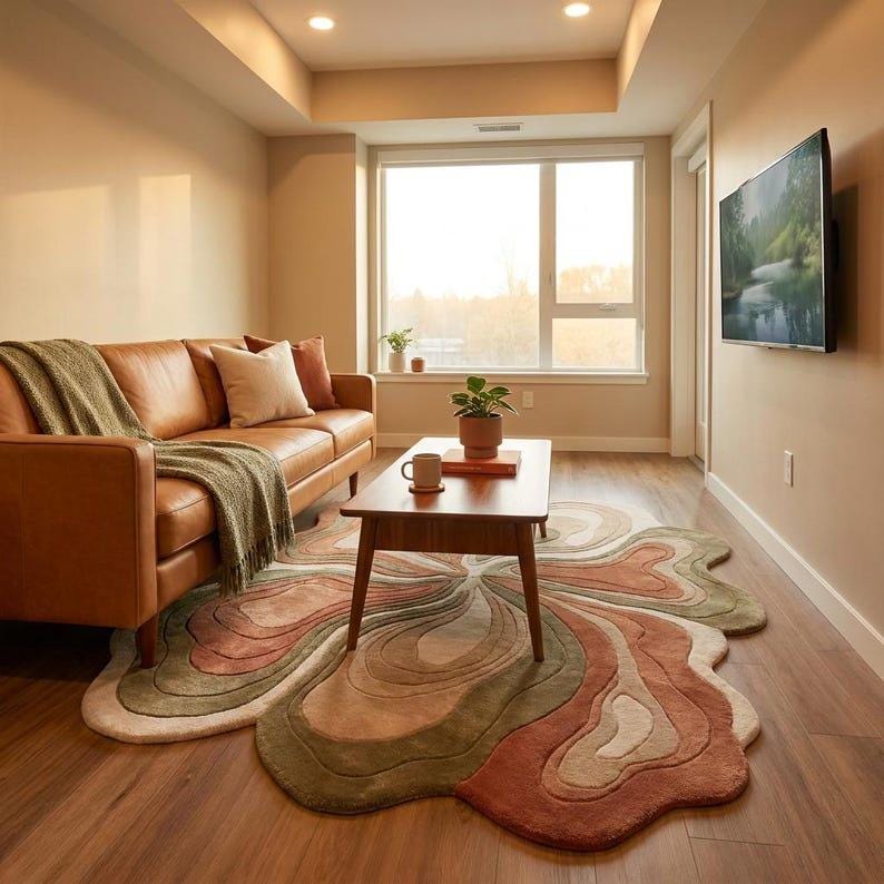Hand Tufted Wool Rug, Modern Abstract Irregular Floral Area Rug ...