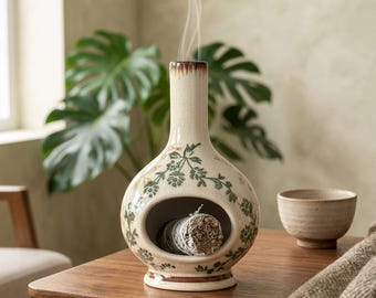 Handmade Ceramic Incense Holder, Chimney or Drop Style, for Stick Sage Palo Santo