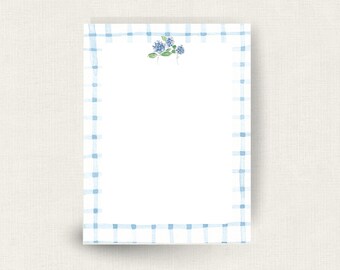 small notepad| 4.25x5.5 inches| hydrangea gingham