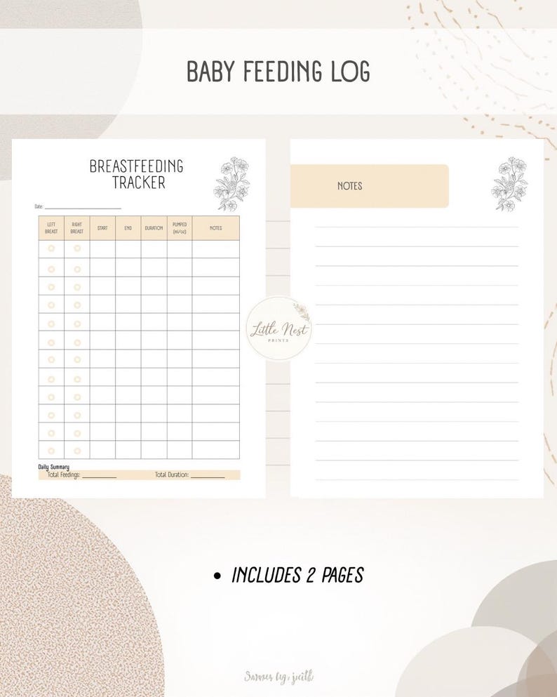 Breastfeeding Tracker Printable, Baby Feeding Log PDF, Newborn Feeding ...