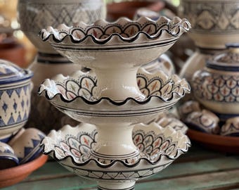 Misa ceramiczna, marokańska, biała, szkliwiona, ręcznie robiona ceramiczna miska do serwowania owoców
