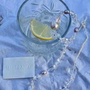 Schmuckset Barockperle Bergkristall, Sommer Strand Kette Armband Set, Chunky Naturstein Statement Schmuck, Geschenk für Sie
