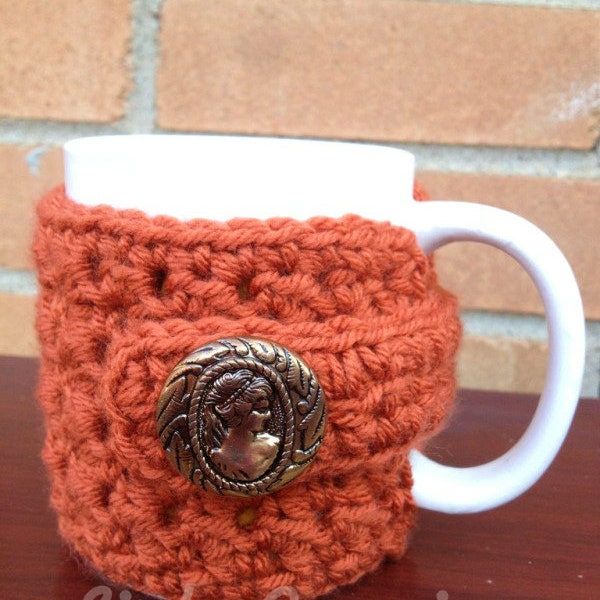 Coffee or Tea mug cozy in Pumpkin READY TO SHIP