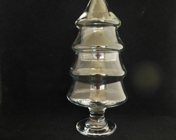 Glass Christmas Tree Shaped Jar Clear Glass Two Part Pine With Etsy