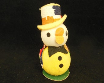 Small Easter Duck or Chick, Made in Japan Easter Chicken, Mid Century Easter Decor, Yellow and Blue Duckling with Colorful Hat