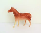 Celluloid Horse, Lightweight Rust Brown and Tan Farm Animal, Toy Nativity Putz Display or Collection