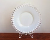 Fenton Silver Crest Salad Plate Milkglass Plate With Clear Crimped Ruffled Crest 8 Inch Deep Plate