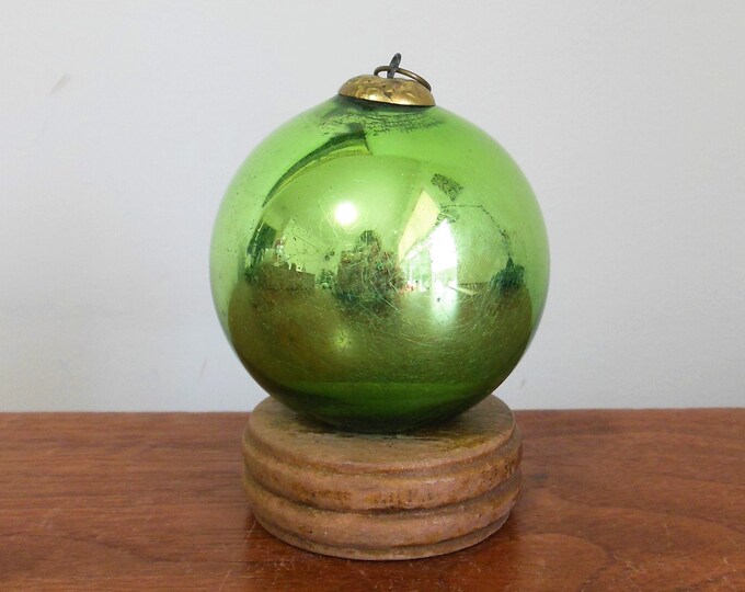 Green Kugel Ornament Old Blown Glass German Christmas Ball Etsy