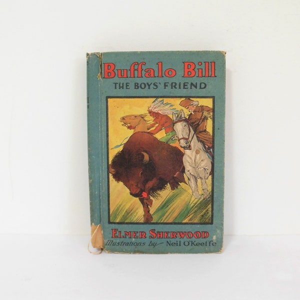 Buffalo Bill The Boys' Friend, by Elmer Sherwood, Copyright 1918 by Whitman Publishing, Illustrations by Neil O'Keeffe, Hardcover Storybook