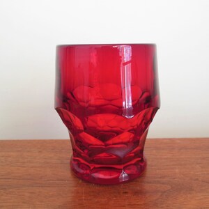 Georgian Ruby by Cambridge Tumbler, Red Honeycomb Design 4 Inch Glass, One Heavy Flat Tumbler, Retro Ruby Red Drinking Glass or Barware